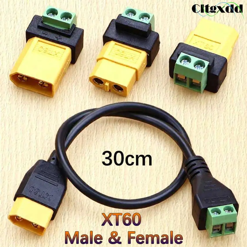 XT60 Solderless Connector Male Female To 2Pin Screw Terminal Adapter Plug Power Cable For RC Planes Drone Aircraft Balance