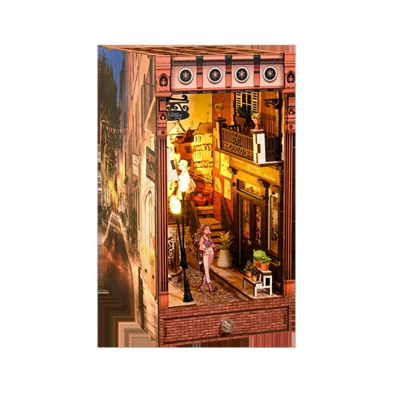 OUZEY Old World Flower Bookend, maison miniature en bois 3D, kit d'artisanat européen pour adolescents