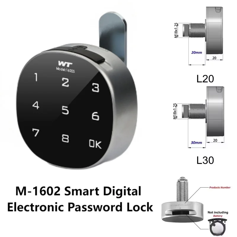 M-1602 Smart Password Lock Zinc Alloy Digital Electronic Lock Input Wrong Number Alarm for Lockers File Cabinet Bedside Cupboard