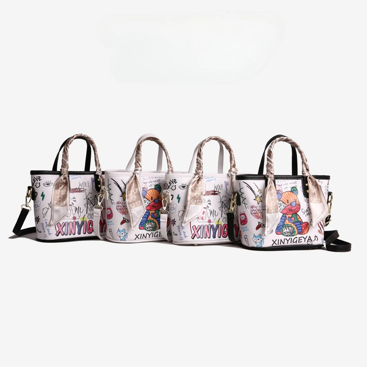 

New Women's Cartoon Bear Graffiti Bag - Fashionable Casual Tote, Versatile Shoulder Bag & Crossbody Bag for Commuting