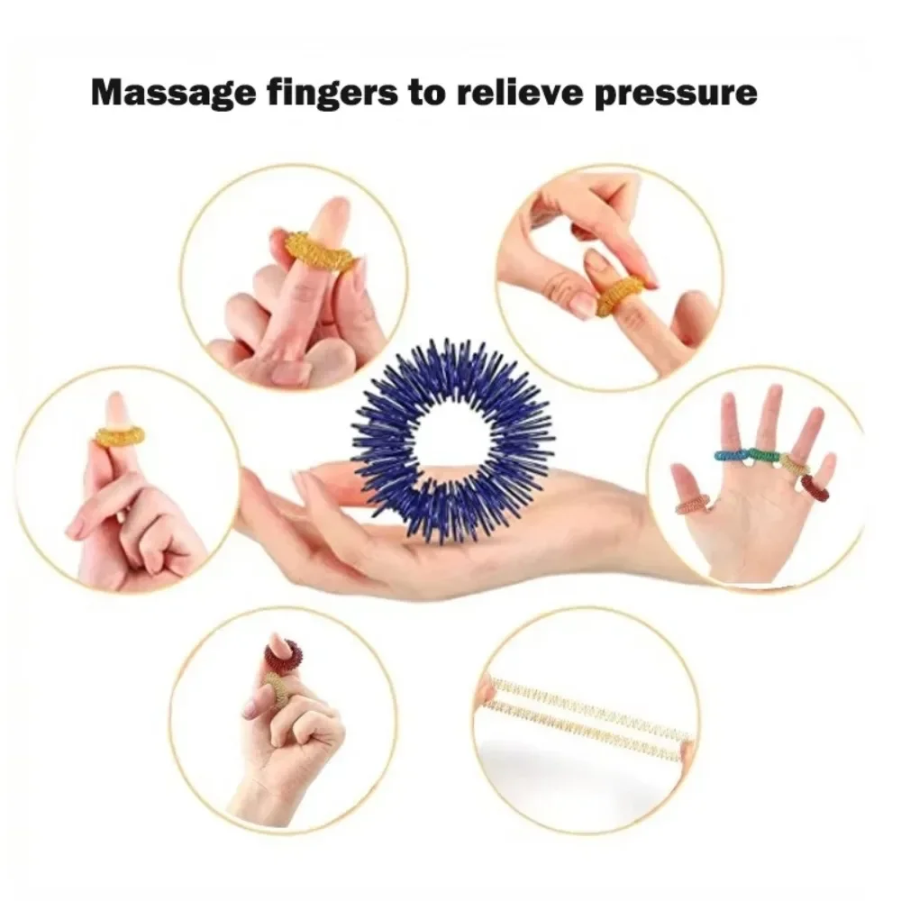 5-20pcs Finger Rings Set for Teens Adults Stress Reducer Massager Stress Relief Fidget Toys Acupressure Rings Spiky Sensory