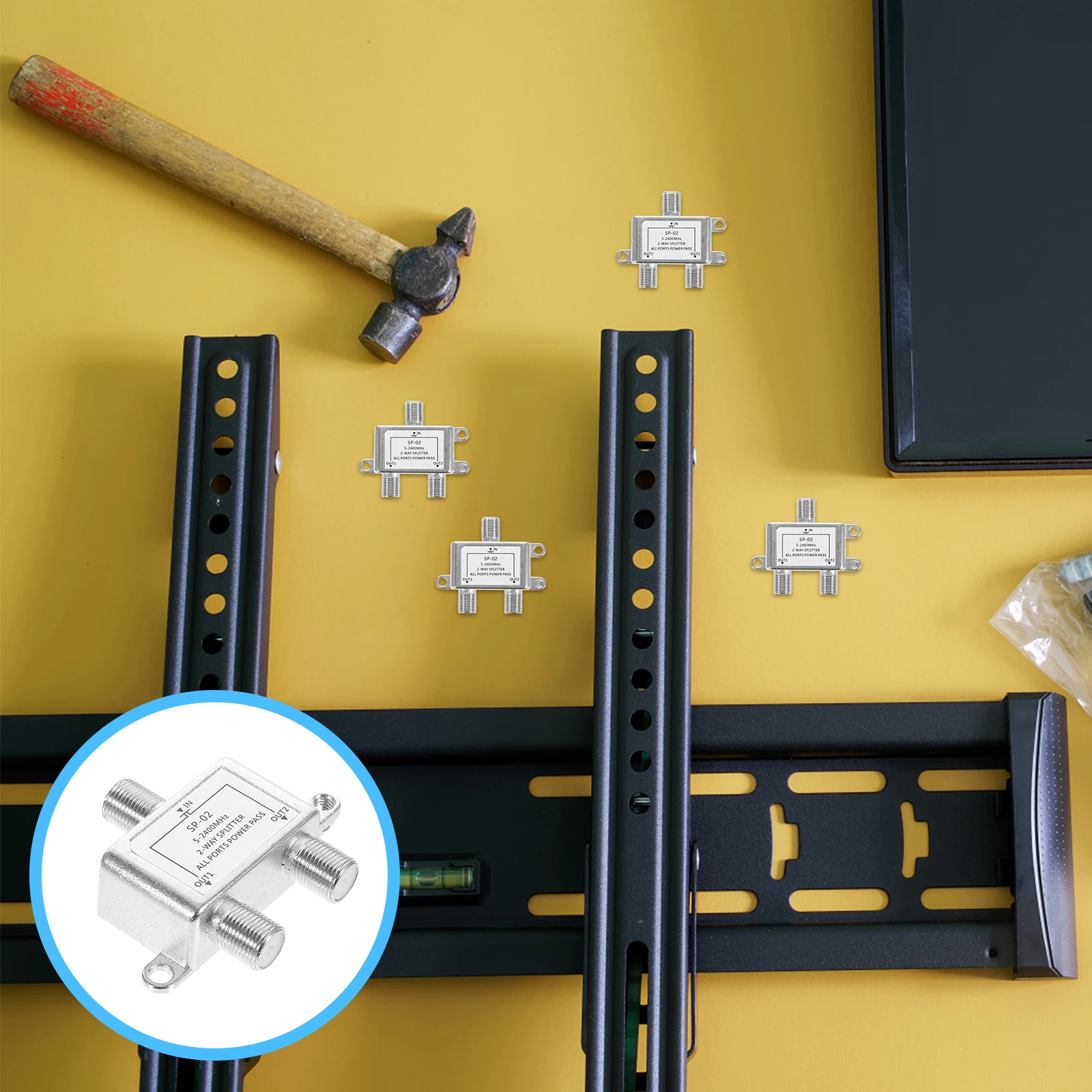 

Two Splitters Coax Cable for Internet Wired Cables Gigabit Aluminum Alloy