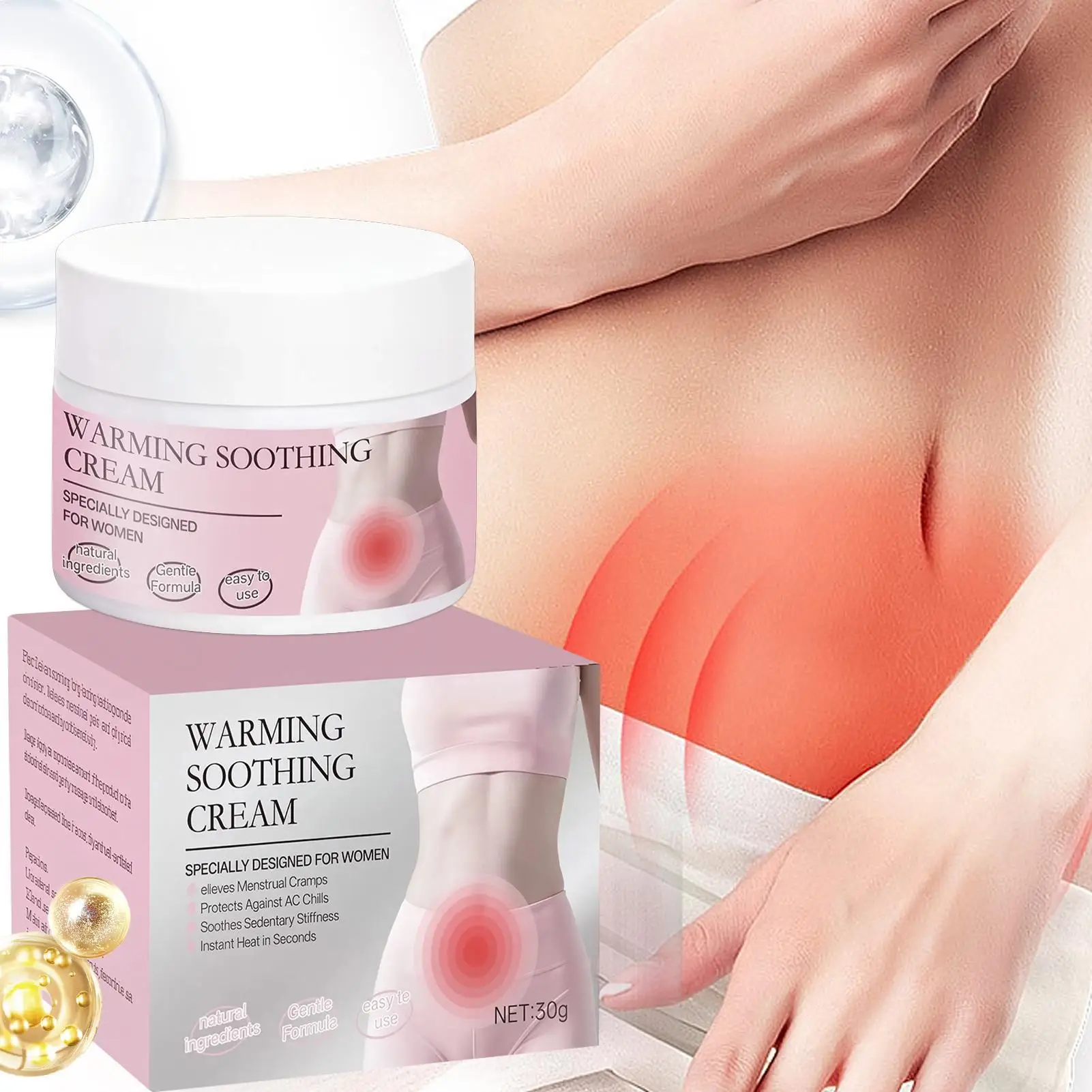 Quick Heating Warming Abdominal Soothing Cream 30ml Gentle Warm Belly Relief Ointments Non Sticky Fast Absorb Body Care Lotion