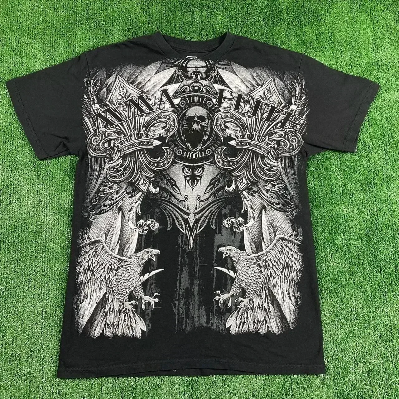 

2025 New Hot Punk Y2k 90s Harajuku Retro Skull Large Pattern T-shirt High Street Dark Round Neck Oversize Loose Tops Clothes