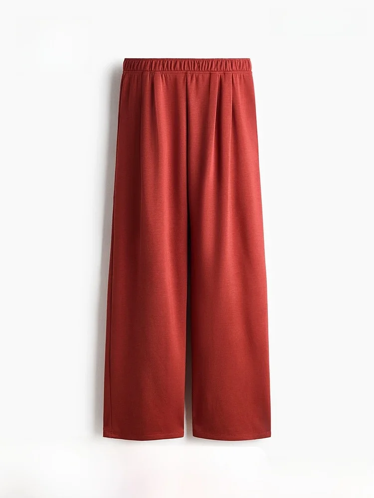 

H&M Spring New Women's Loose Waist Wide Leg Pants Comfortable Casual Trousers Elastic Waist Polyester Viscose Spandex Blend