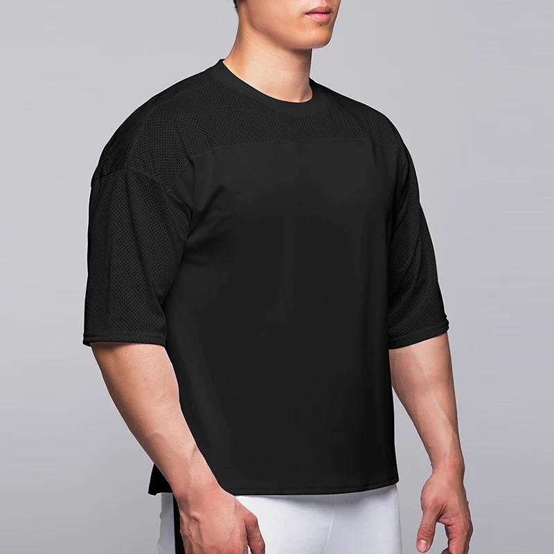 2023 New Men Casual Short Sleeves T Shirt Gym Fitness Male Training Workout Tees Top Mesh breathable New Fashion Clothes