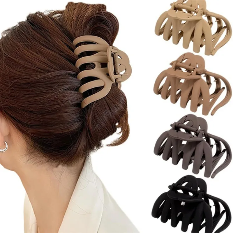 Large Girl Hair Claws Black Acrylic Hairpins Barrette Crab Hair Clips Transparent Women Hair Accessories Korean Headwear Styling