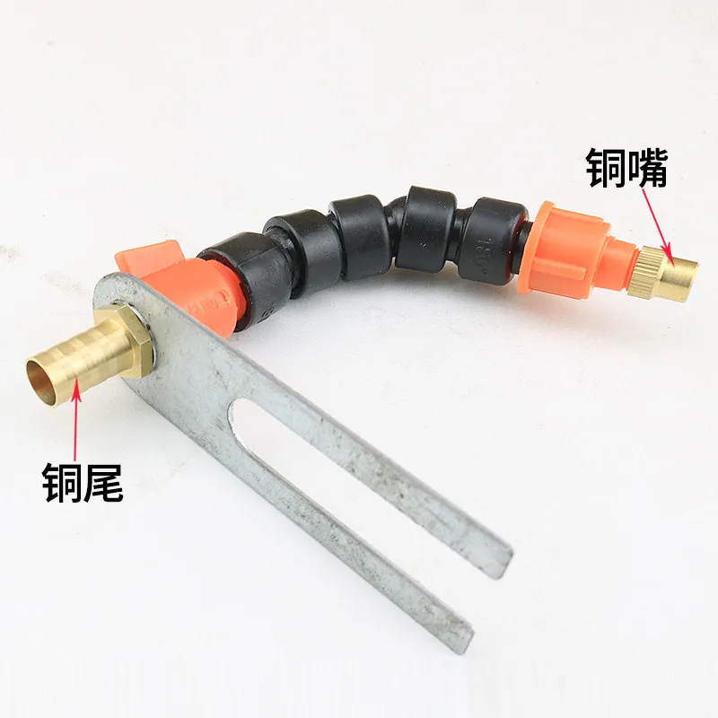 2PCS Adjustable Brass Atomizing Nozzle Truck Tire Cooling Drip Brake Water Sprinkler With Flexible Snake Tube & Bracket