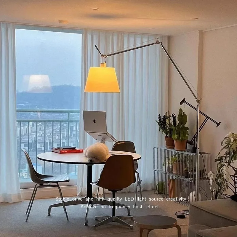 Italian Industrial Retro Metal Floor Lamp Bedroom Living Study Adjustable Arm Telescopic Fishing Lamp LED Ambient Energy Saving