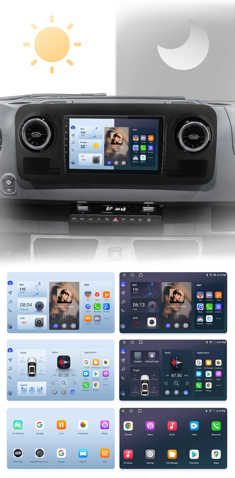 Junsun carplay android auto autoradio für mercedes-benz sprinter 2006-2018 gps intelligente systeme tereo multimedia autoradio – Detail 6
