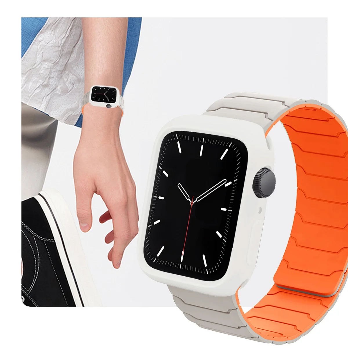 حزام مغناطيسي + حافظة من السيليكون لساعة أبل الترا 2 49 مللي متر 46 مللي متر 45 مللي متر 44 مللي متر 42 مللي متر 41 مللي متر 40 مللي متر غطاء من البولي يوريثان Iwatch 10 9 8 7 6 SE 5 4