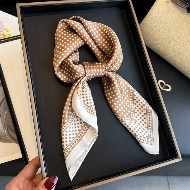 

Fashion Silk Scarf Hijab Square Shawl Wraps Bandana Headband Neckerchief Hair Bands Female Luxury Brands Foulards Femme
