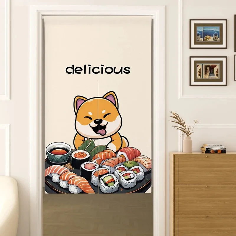 VIKAMA Japanischer Shiba Inu Cartoon-Türvorhang, dekorativer Türvorhang für Zuhause, Raumteiler, geeignet für Küchen und Esszimmer