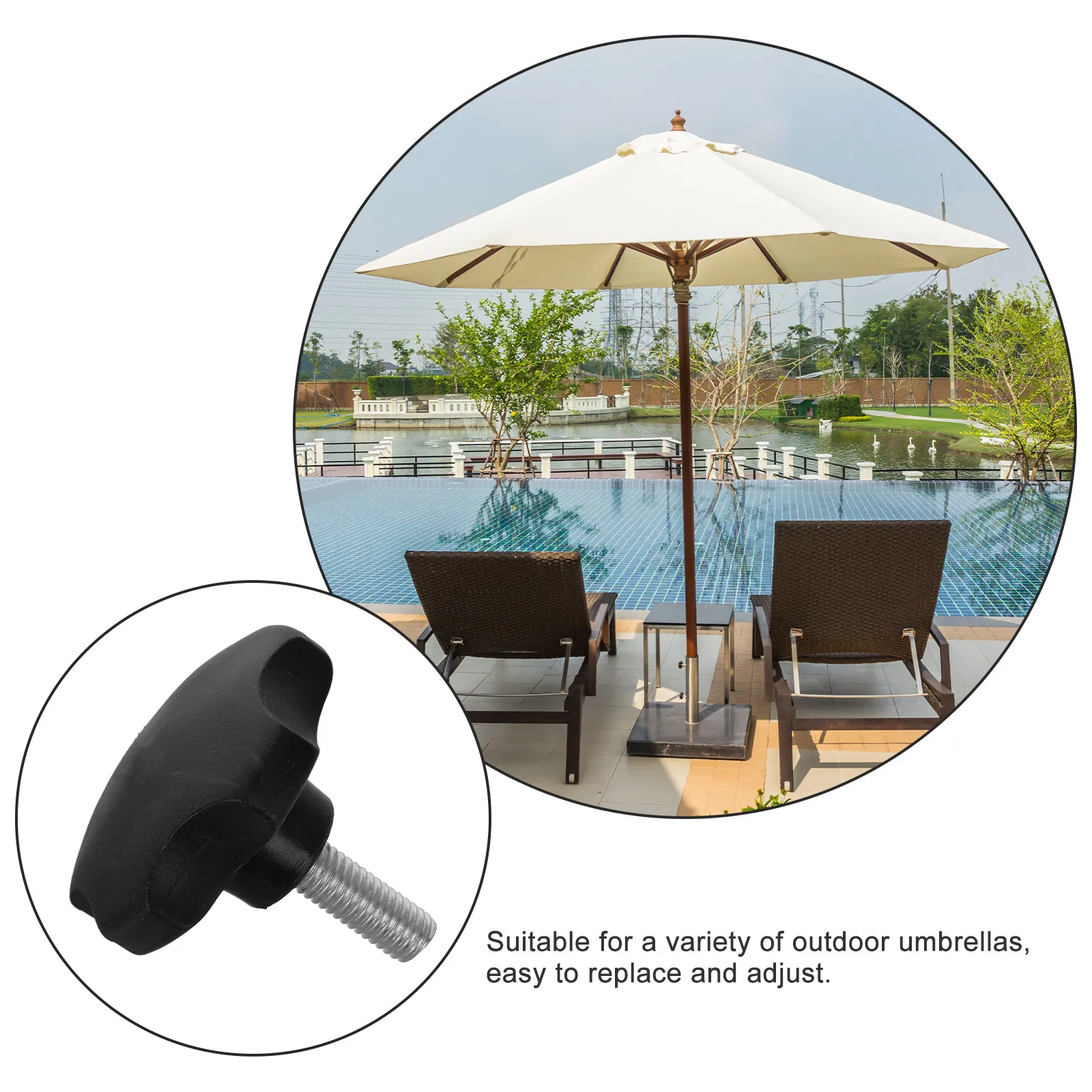 Umbrella Feet Screw for Outdoor Patio Umbrella Base Replacement Roman Pole Tube Design Metal Plastic Construction Enhanced
