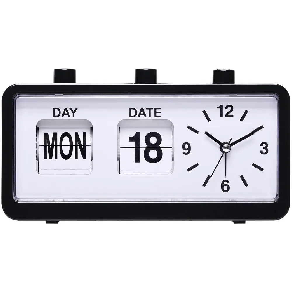 Electronic Manual Page-flipping Calendar Clock Vintage Date Week Mechanical Alarm Clock Multifunctional Desktop Display