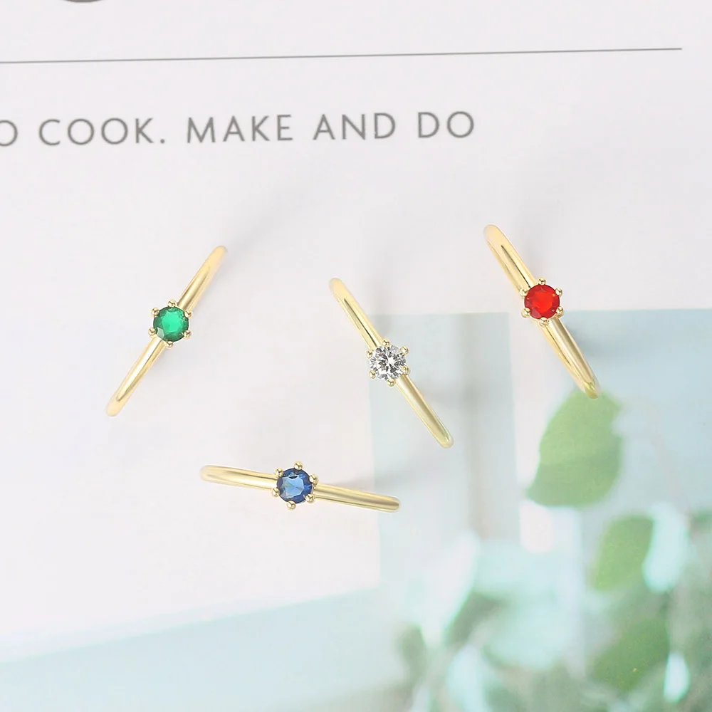 Thin Dainty Stacking Rings For Women Elegant Mini 3 Color Crystal Zircon Tiny Eternity Stacking Ring Fashion Jewelry KCR065