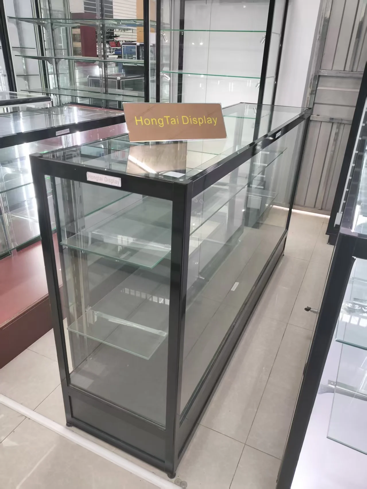 Custom.Extra Vision Glasvitrine Einzelhandelsvitrine Verstellbare Regale mit Spiegelschiebetür für Boutique-Glastheke