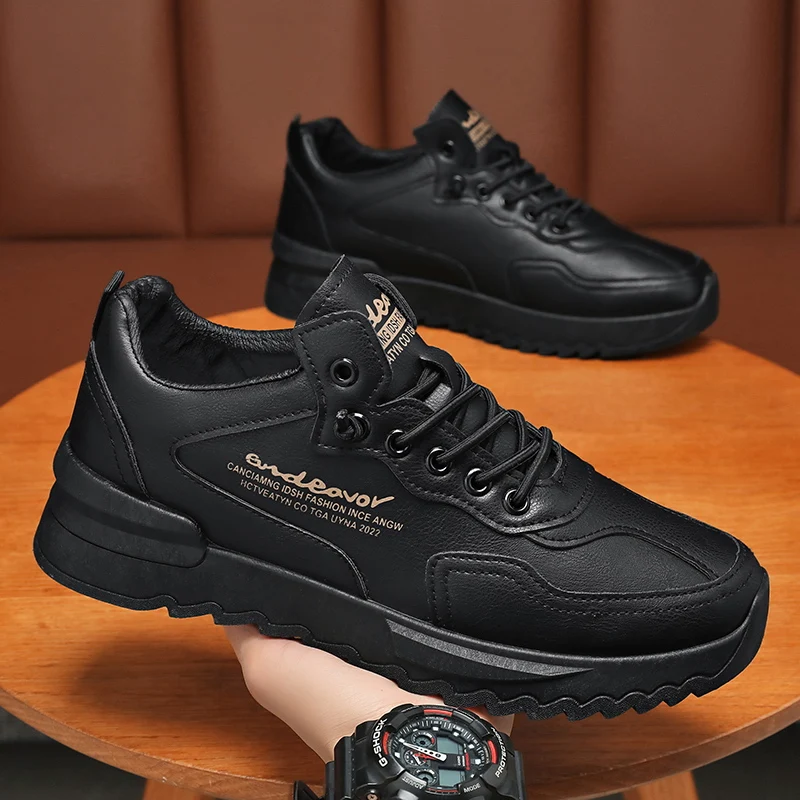 

Men's Shoes 2025 New Spring and Autumn Breathable Versatile Casual Trend Work Shoes Lightweight Men's PU Leather Sports Shoes