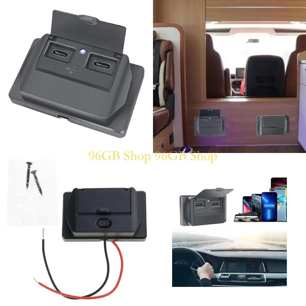 

96 ГБ 3.1A 12-24 В USB-зарядка автомобильных туристов RVS Fast Power Adapter Adapter