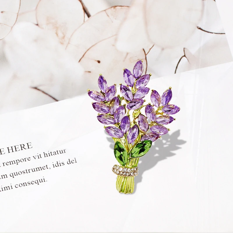 Spilla per bouquet di lavanda con nuovo design sense Crystal