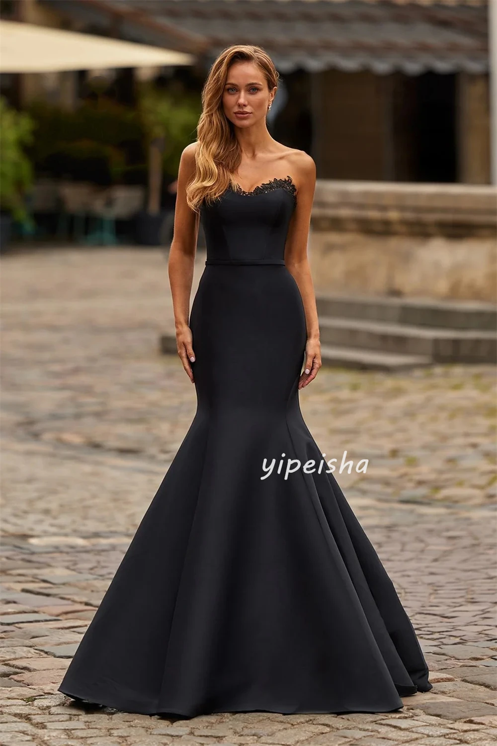 Abiti da ballo a sirena con perline in pizzo classico stile moderno personalizzato Abiti da sera senza maniche senza spalline Taglie disponibili