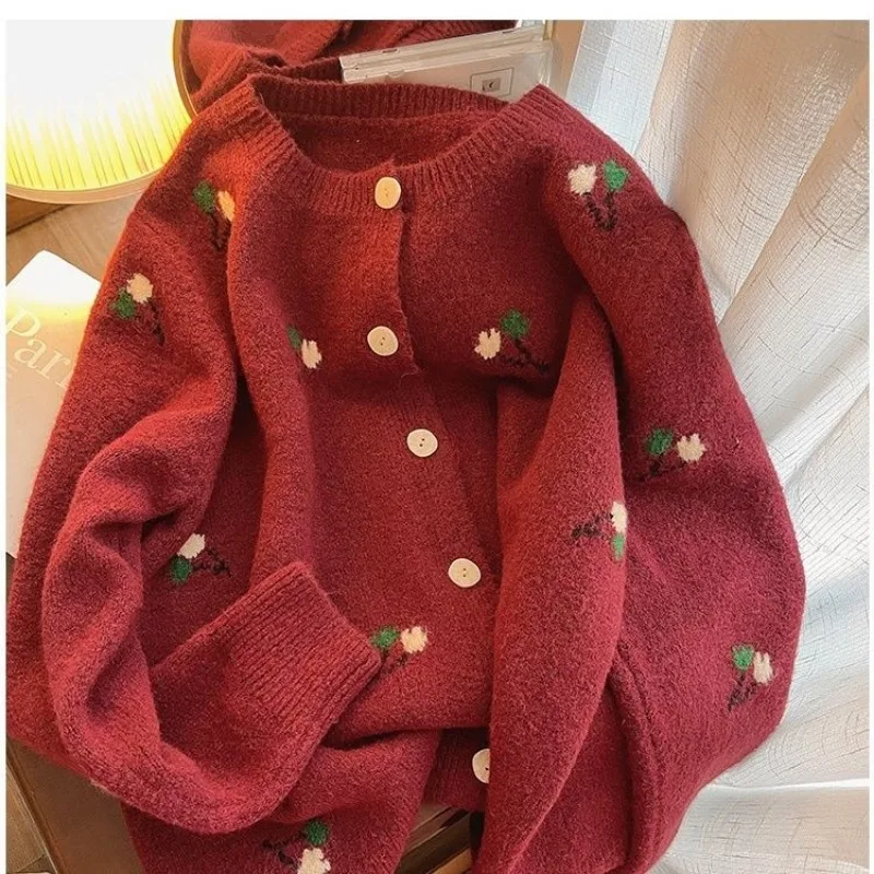 Cardigan Brodé pour Femme, Pull, Nouvelle Collection Automne Hiver