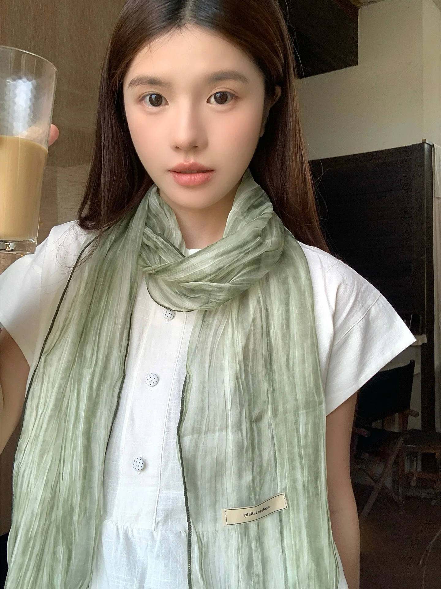 Retro Artistic Thin Scarf for Women Travel Photography Outerwear Shoulder Shawl Accessory Spring Summer Multifunctional Scarf