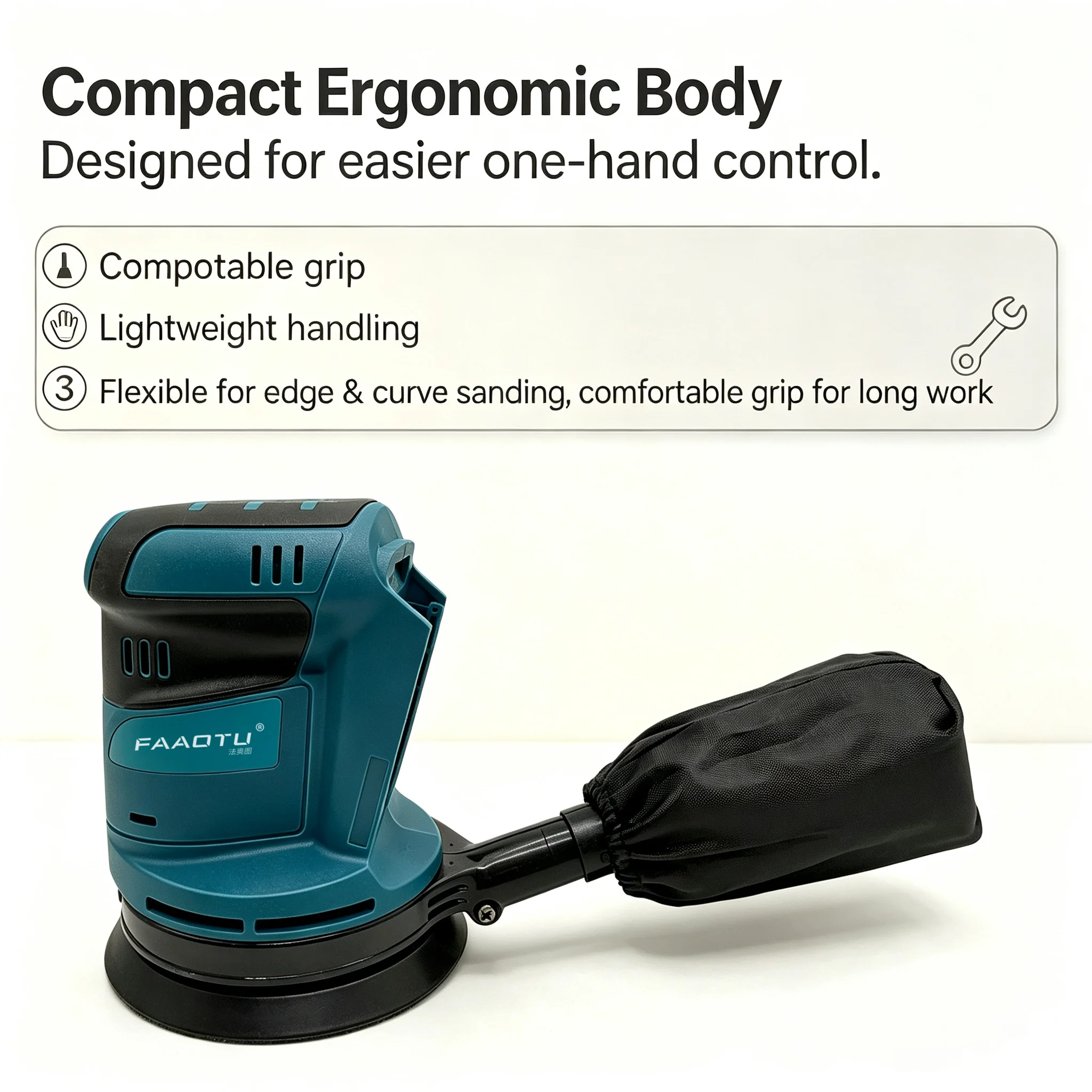 faaotu-brushless-cordless-rechargeable-disc-orbital-sander-woodworking-sanding-putty-polishing-suitable-for-mt-18v-battery