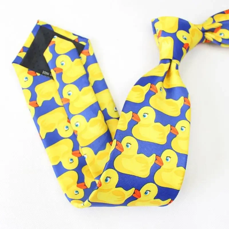 VEEKTIE Big 8 cm Yellow Rubber Ducky Ties For Men Same Style From How I Met Your Mother Barney's Neck tie Brand Gravata Cravat