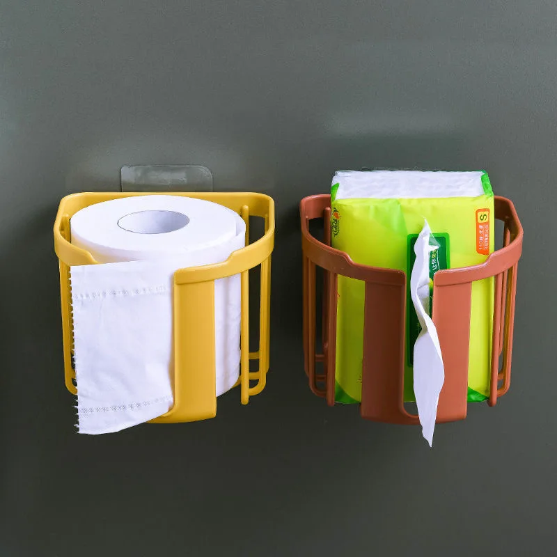 NEW Punch-Free Toilet Paper Shelf Bathroom Kitchen Tissue Box Wall-Mounted Sticky Paper Storage Box Toilet Paper Holde