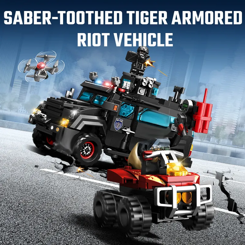 SEMBO Explosion-proof Vehicle Assemblage Building Blocks MOC Military Series Car Model Bricks Kids Toys for Boys Christmas Gifts