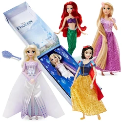 Disney Store-Brinquedos de bonecas originais para crianças, Rapunzel, Frozen, Anna, Elsa, Sereia, Branca de Neve, Princesa, prenda de Natal, 30cm