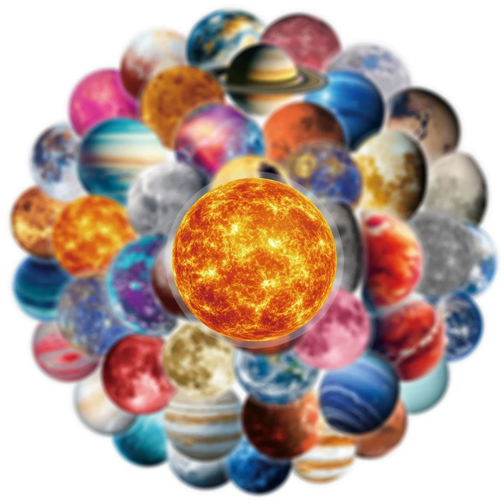 10/30/50 stücke Transparent Planet Raum Station Aufkleber Cartoon PET Graffiti Aufkleber DIY Schreibwaren Telefon Laptop Aufkleber Großhandel