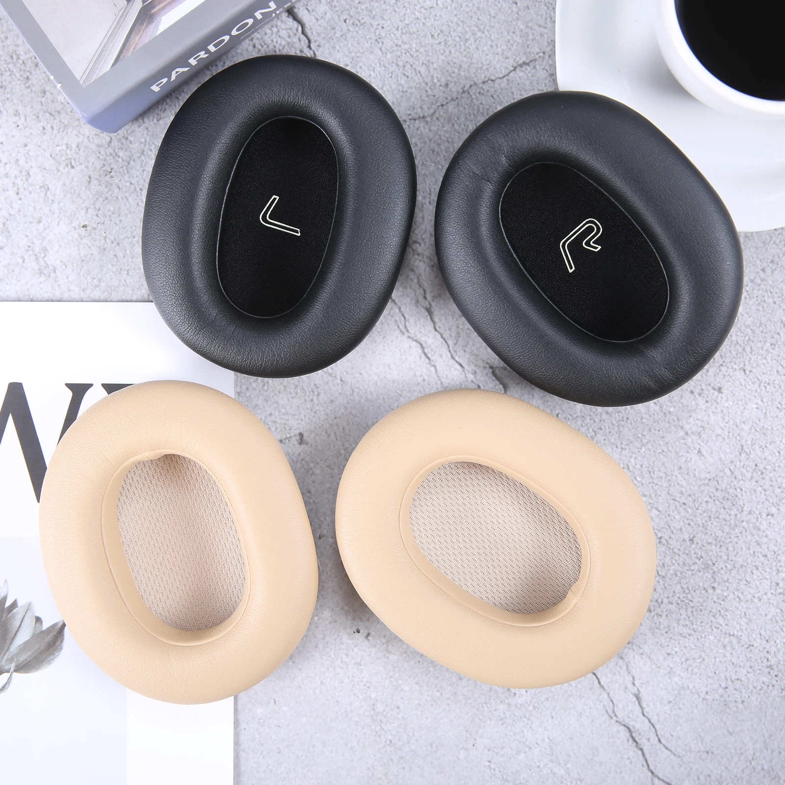 2Pcs Black/Khaki Protein Leather Earphone Cover Headmounted Earphone Replacement Ear Pad For Humidifier W830BT Earphones