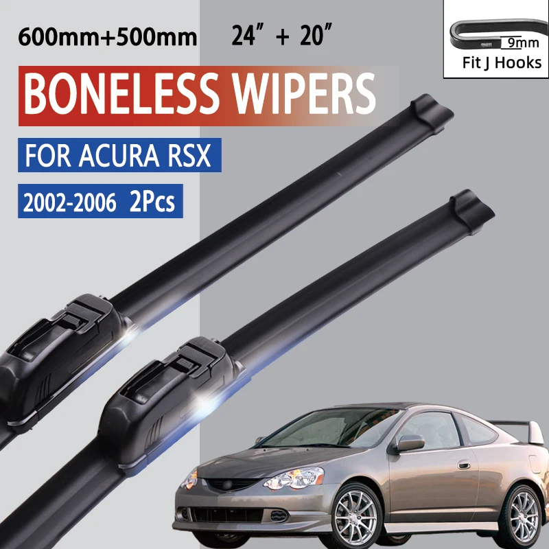 For Acura RSX Type-S DC5 2002 - 2006 Car Wiper U-type Soft Rubber Boneless Wiper HD Quiet Durable Automotive Wiper 24\