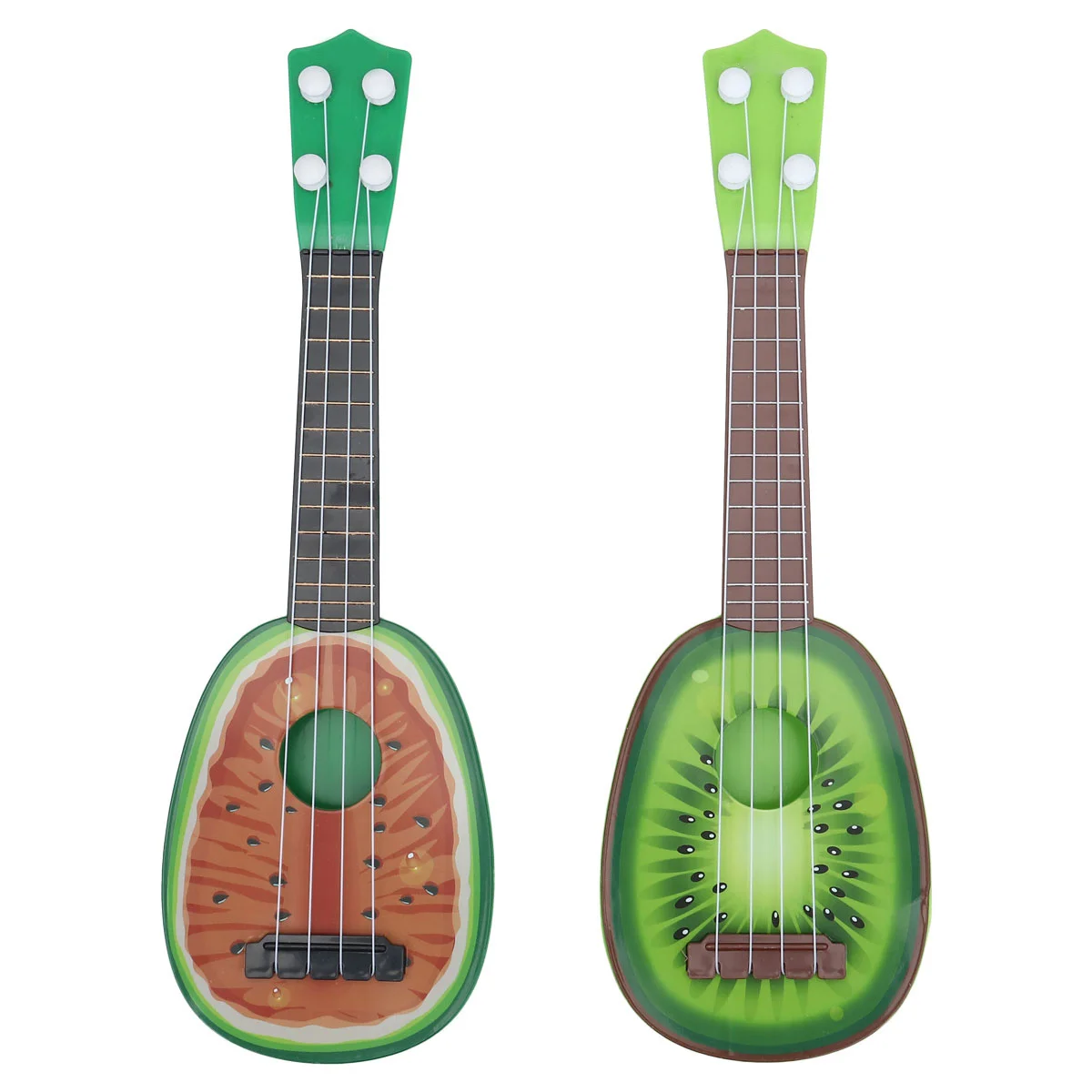 ชุดเครื่องดนตรีอูคูเลเล่รูปผลไม้ 2 ชิ้น กีตาร์ขนาดเล็ก ของเล่นเสริมพัฒนาการด้านดนตรีสำหรับเด็กเล็ก สีสันสดใส ของขวัญเสริมสร้างการเรียนรู้ด้านดนตรี