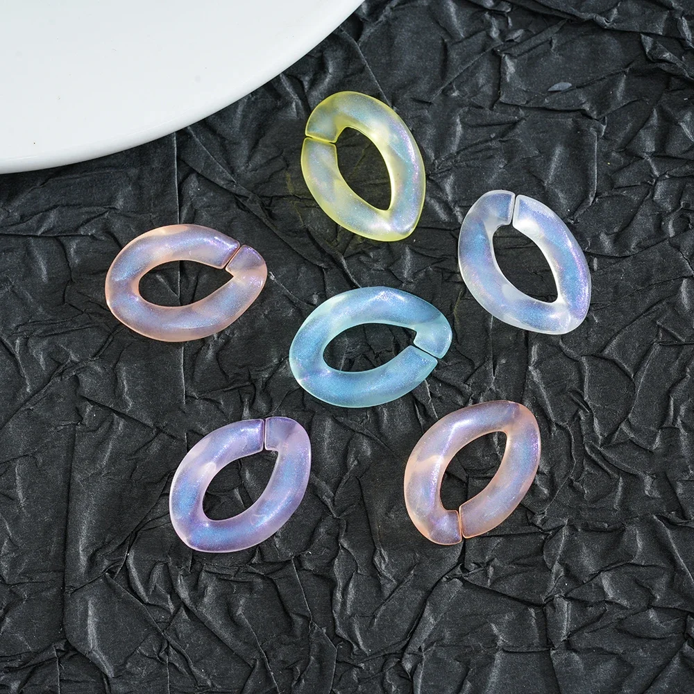30pcs Mermaid Colorful Acrylic Link Chain Lobster Clasp Keychains for DIY Necklace Chain Jewelry Making Accessories Decor