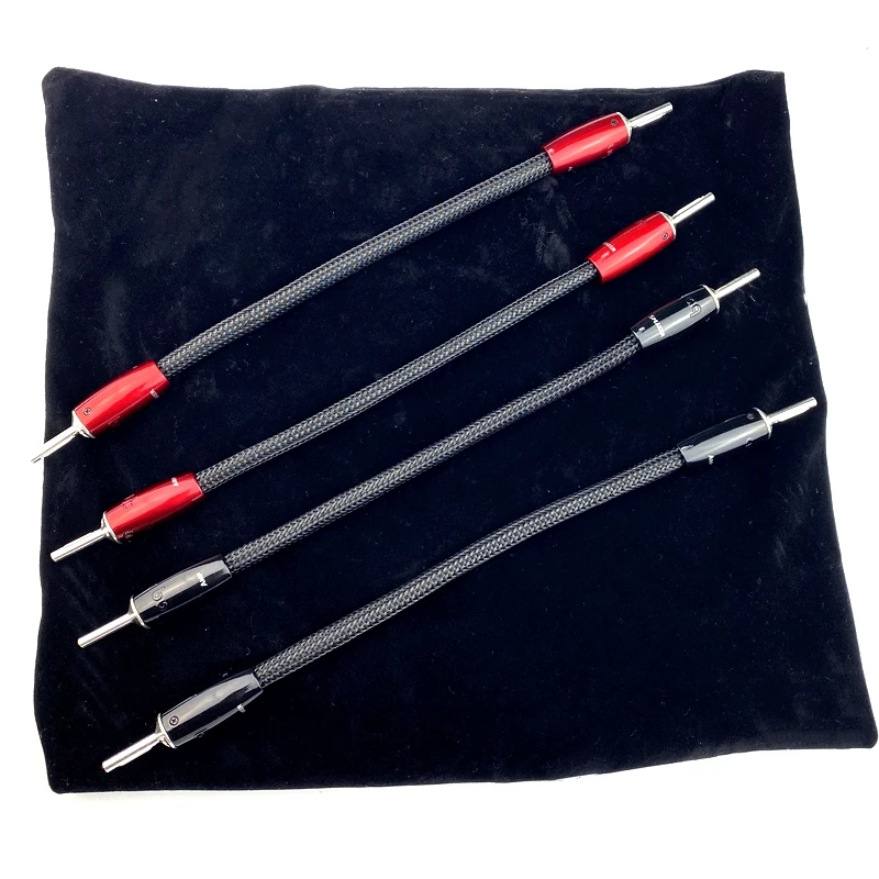 4Pcs WEL Signature Speaker Jumper Cable Terminal Bridge Line With Series 1000 Silver Banana To Spade Plug
