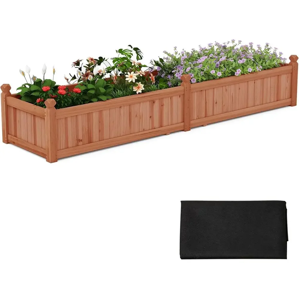 Elevated Wooden Garden Bed with Drainage, 89 x 23.5 x 16, Ideal for Vegetables, Herbs, and Fruits