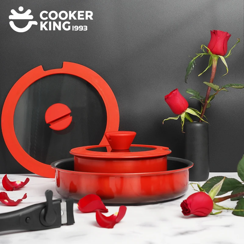 COOKER KING Non Stick Frying Pan Set with Removable Handle Food-grade Coating Induction Cooker Frying Pot Steak Omelette Pan
