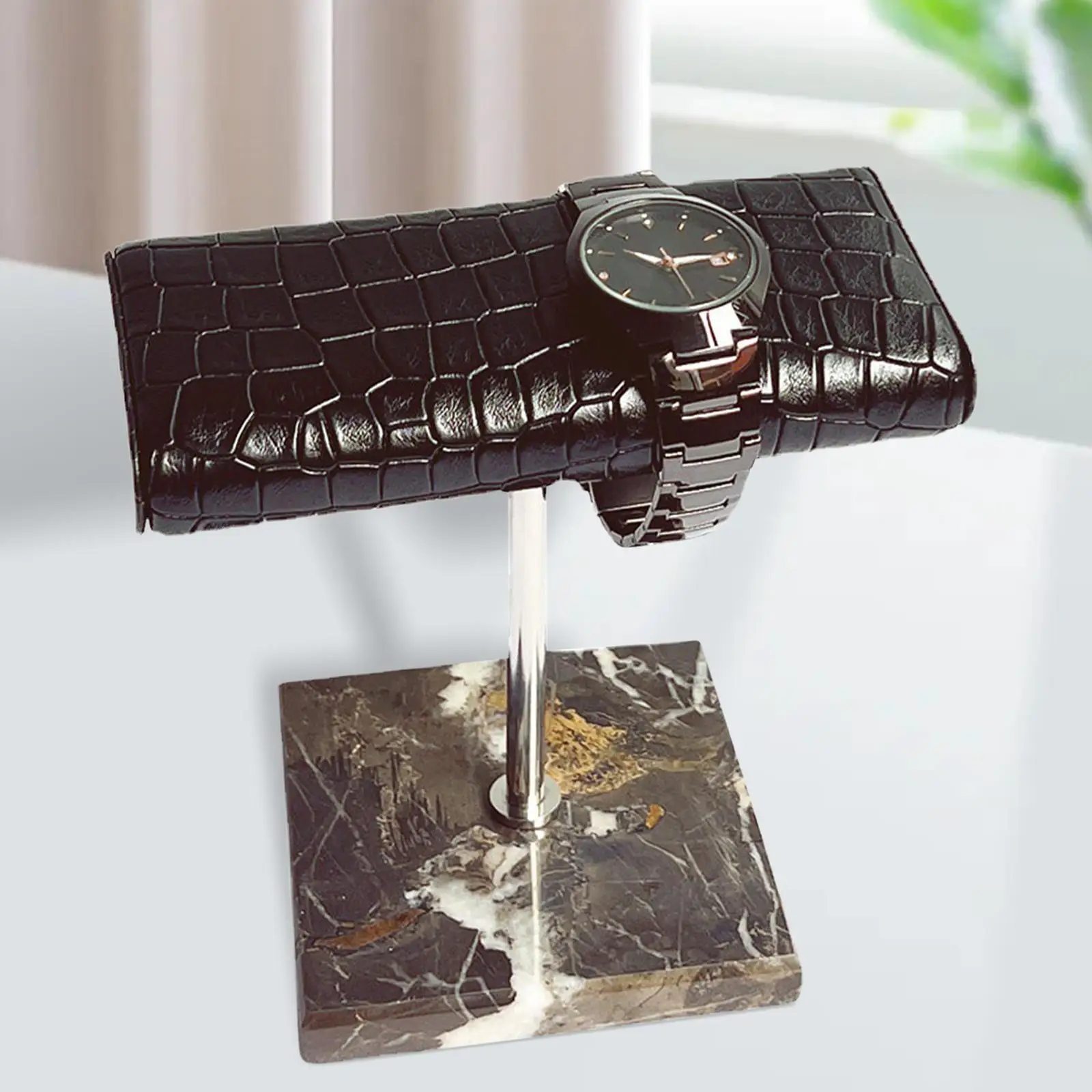 PU Leather Watch Holder Display Stand Base Convenient Organizer Black