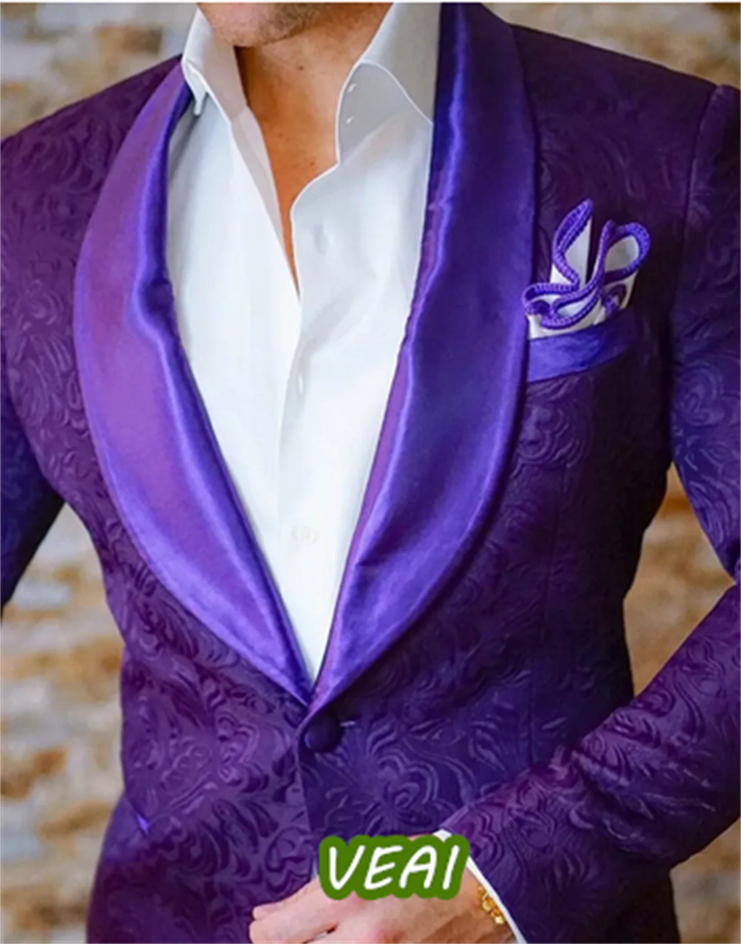 

Фиолетовый мужской костюм по индивидуальному заказу, комплект из двух предметов, ночная слива, ужин с пейсли, атласный мужской костюм с цветочным принтом, свадебное платье для жениха, выпускного вечера, су