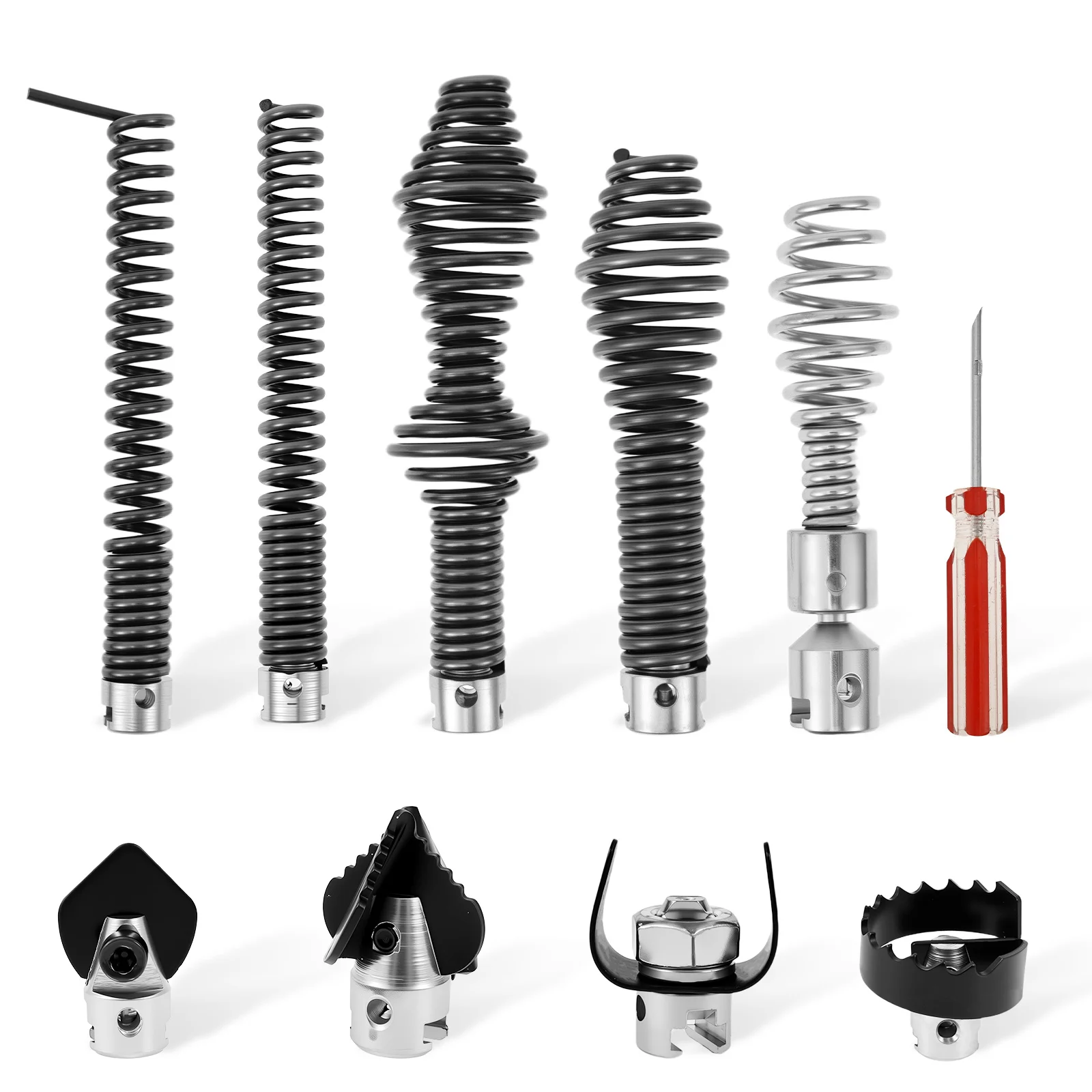 9/10Pcs Drain Cable Cutter & Auger Set Spring Sewer Dredging Tool for K-400 C-4/6/7/8/9 Model Cable Drain Snake Drill Attachment