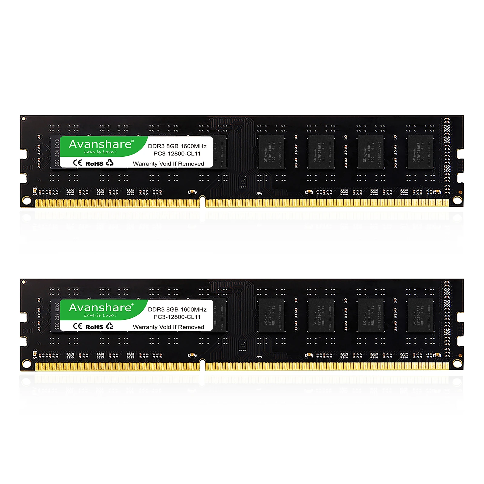 Imagem -02 - Avanshare-memória Ram Ddr3 4gb 8gb 1333mhz 1600mhz Pc310600 Pc3-12800 Dimm 240 Pinos 1.5v sem Ecc