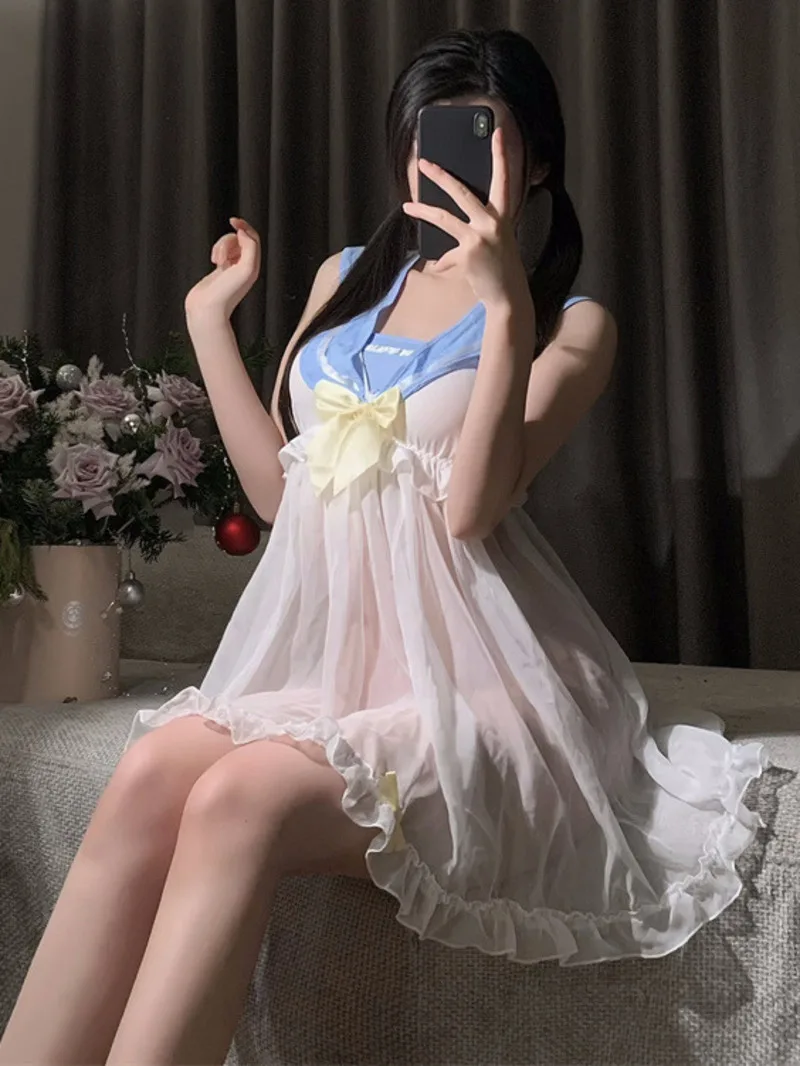 

New Sexy Women Anime Cute Sailor Uniform Passion Hot Student Dress Elegant Butterfly Nightdress Sweet Fashion 2025 New 3BWD