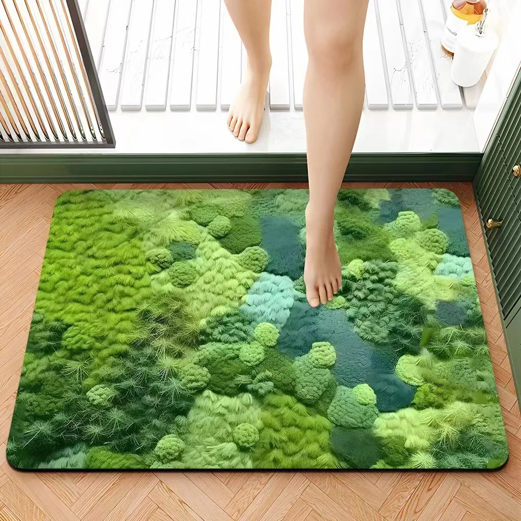 Creative 3D Three-dimensional Green Plant Bathroom Bathroom Water Absorption Toilet Entrance Anti-skid Foot Mat