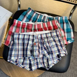 Loose men's panties, men's cotton, summer breathable arrows, fashion plaid casual boxer sport boxer shorts