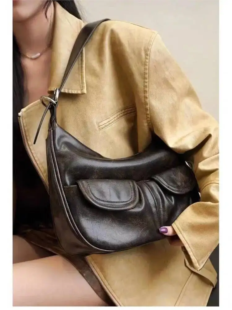 

Bloom Vintage Coffee Shoulder Women Retro New Autumn Pocket Chic Casual Underarm Bag Female Hot Girls Y2k Handbag Bolsa