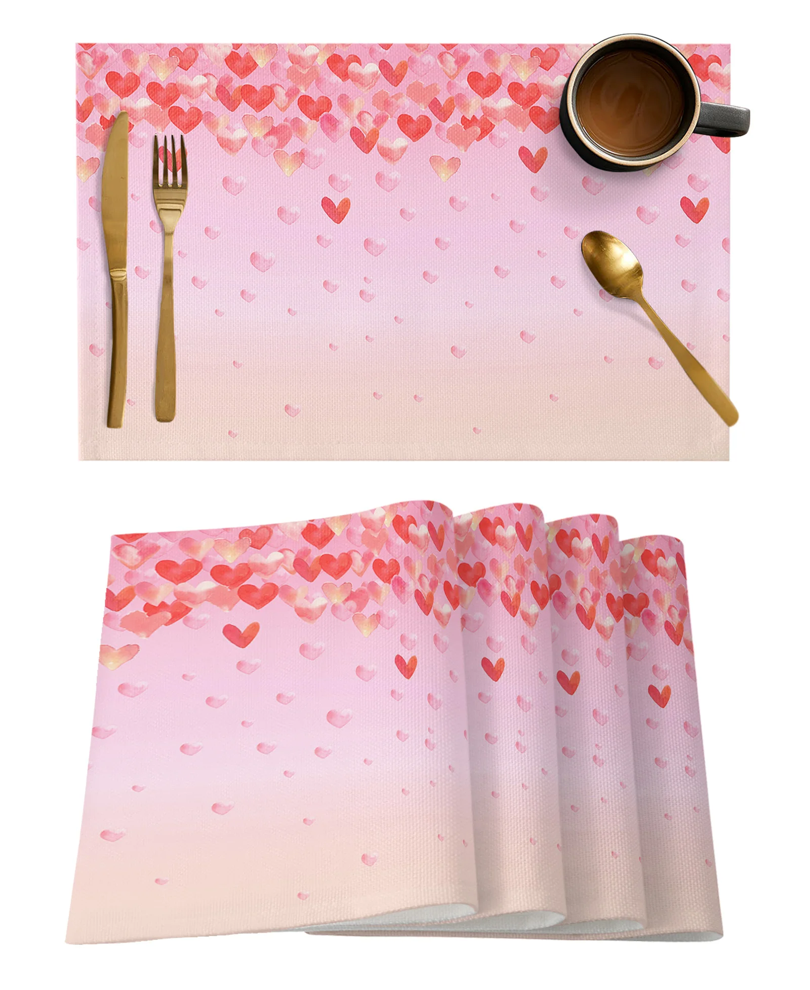 Valentine'S Day Love Watercolor Simple Table Runner Home Wedding Table Mat Centerpieces Decoration Dining Long Tablecloth