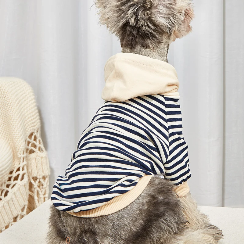 Dog Hoodie Puppy Sweatshirt Coat Dog Warm Clothes French Bulldog Chihuahua Medium Small Dogs Cats Stripe Clothes Hoodies